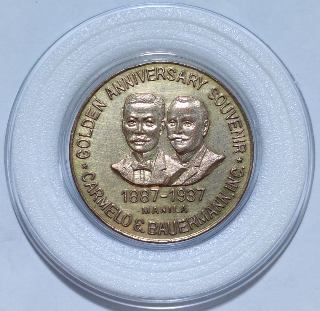 1937 Carmelo & buermann philippine medal (Category: Currency) located in Taguig. Submitted by ezekiel103 (Listing ID 1468098412, Image 3). Description: 1 medal only - Rare 1887-1937 Carmelo & Bauermann golden anniversary souvenir medal - Engraved with "Pablo T. Carreon" for 12 years of service - Excellent piece of Philippine printing history and vintage memorabilia 8,500 nalang.