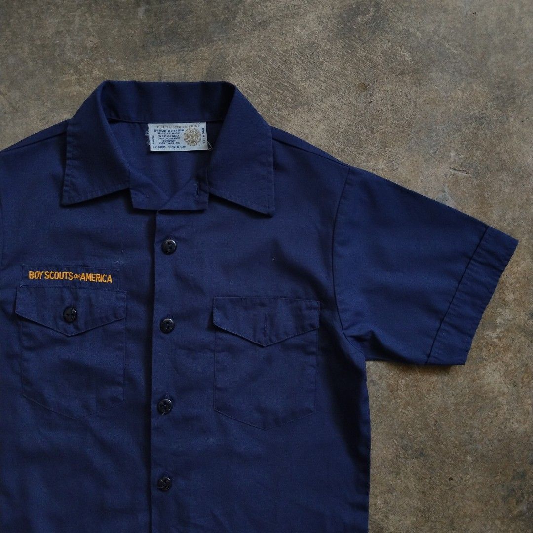 1980s BSA Blue Utility Shirt (Category: Formal Shirts) located in Bulacan. Submitted by hustleoverluckphv2 (Listing ID 1468342369, Image 3). Description: 1980s BSA Blue Utility Shirt Large youth on tag Measurements Width - 19" Length - 27" Php 490.