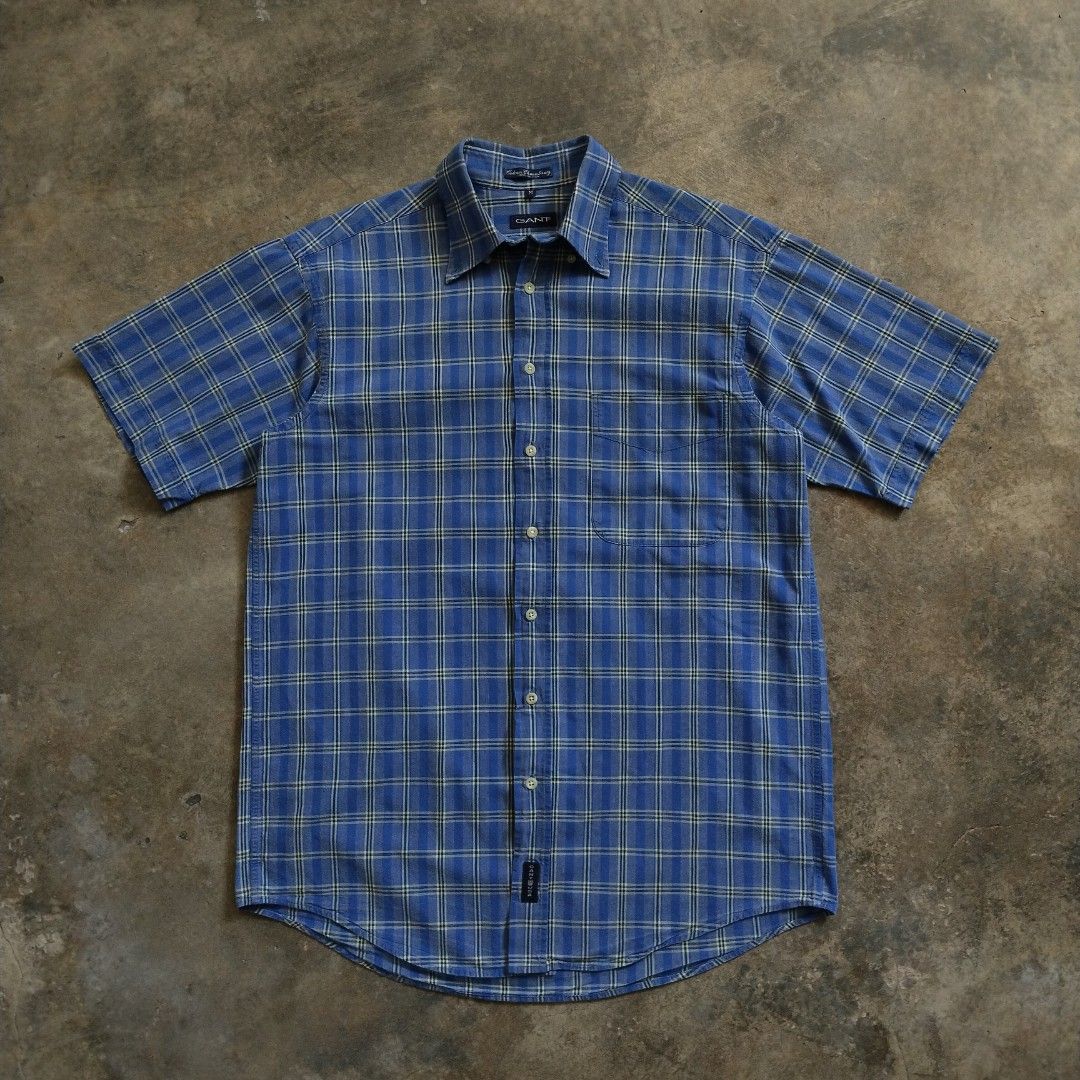 1990s Gant Blue Checkered Chambray Button-down Shirt (Category: Formal Shirts) located in Bulacan. Submitted by hustleoverluckphv2 (Listing ID 1468341852, Image 1). Description: 1990s Gant Blue Checkered Chambray Button-down Shirt XL on tag Measurements Width - 23" Length - 32" Php 490.