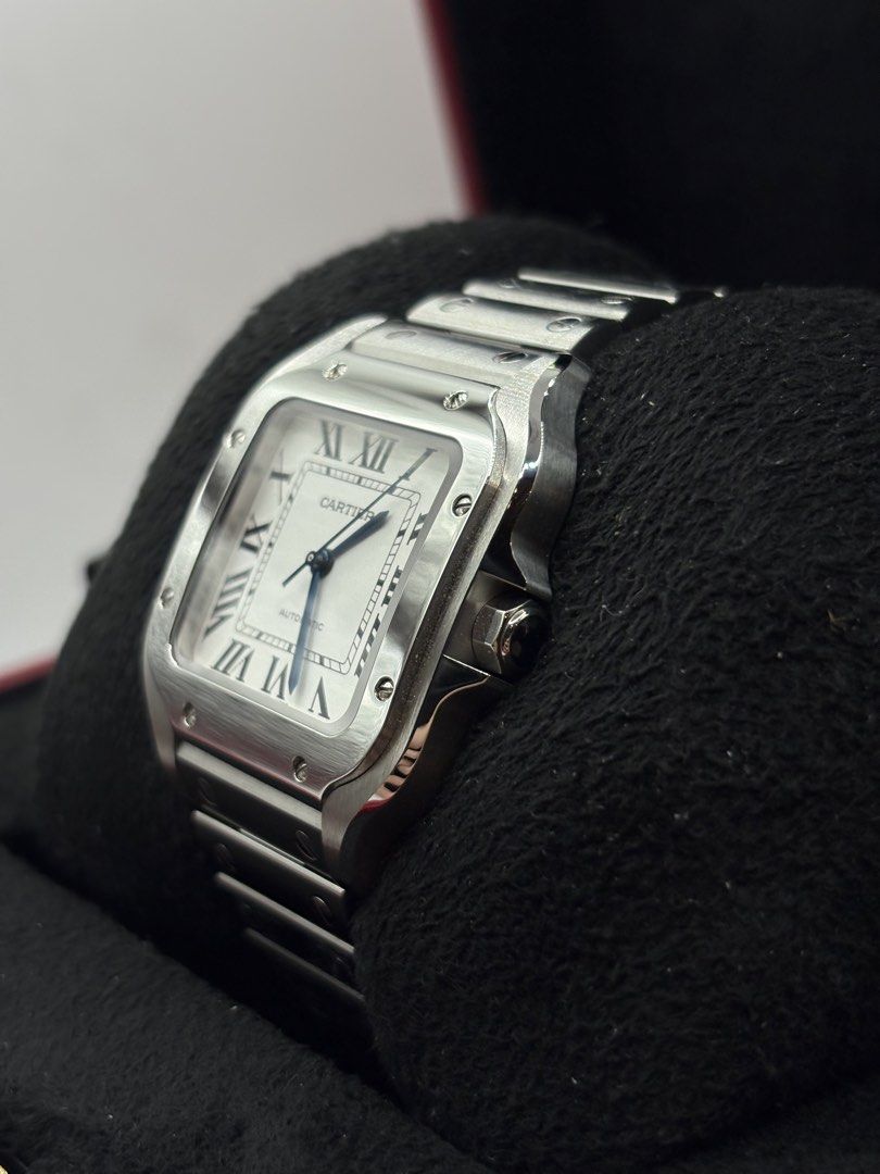 2025 Cartier Santos Medium WSSA0029 (Category: Luxury Watches) located in Pasig City. Submitted by nickyestrada (Listing ID 1468314359, Image 3). Description: Cartier Santos Medium White roman dial 35mm x 41mm Stainless steel WSSA0029 2025 year model 10/10 Complete set Open for authentication 395k.