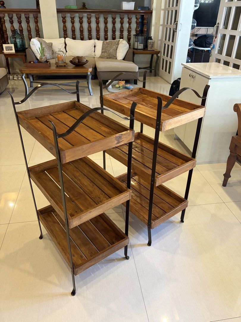 3-Tier Wooden Display Rack (Category: Shelves, Cabinets & Racks) located in Las Pinas. Submitted by brianavergara (Listing ID 1468306911, Image 3). Description: (₱4,000 for both, ₱2,500 for one) L: 19.25 inches W: 18.5 inches H: 37.875 inches *If opt for shipping, courier must be shouldered by buyer.