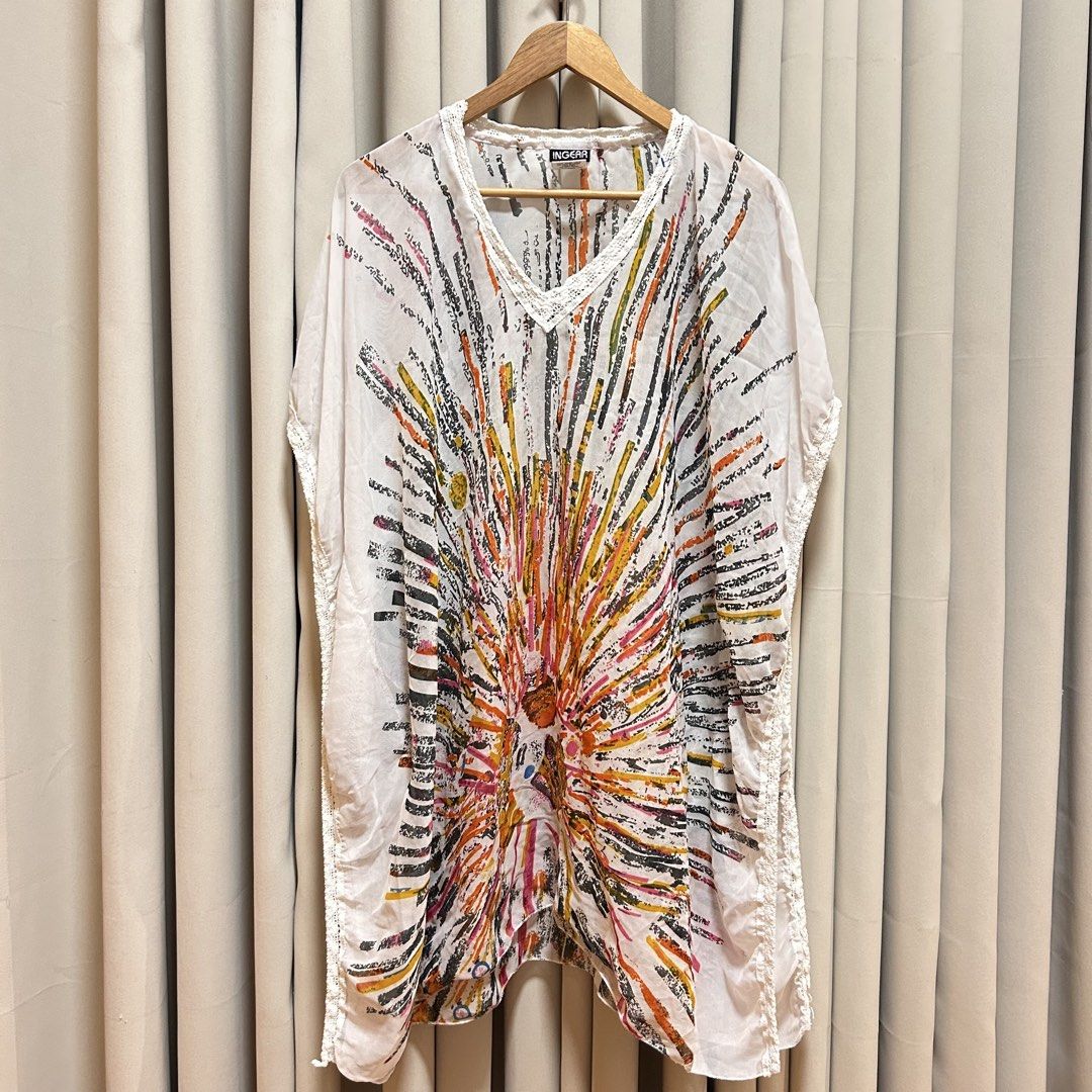 3XL Ingear Beach Cover-Up Kaftan Top (Category: Dresses) located in Rizal. Submitted by from99abovecloset (Listing ID 1468401822, Image 1). Description: CODE:024 Size: 3XL Armhole (laid flat):16” Bust (around): 60” Length (laid flat): 35” Soft poly | loose | like new .