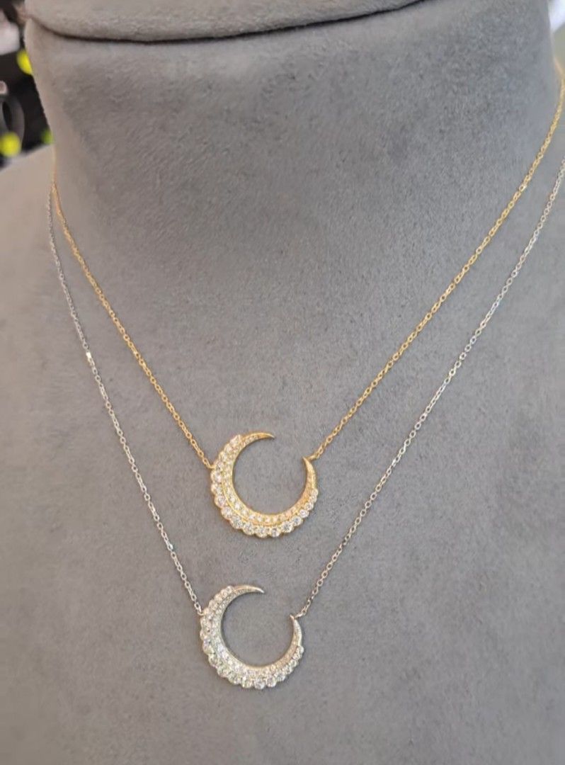 .63carat diamond moon crest necklace (Category: Necklaces) located in Malolos. Submitted by keenhorse_ef38ab (Listing ID 1468313675, Image 1). Description: .63carat diamond 18karat gold Cash on delivery via LBC.