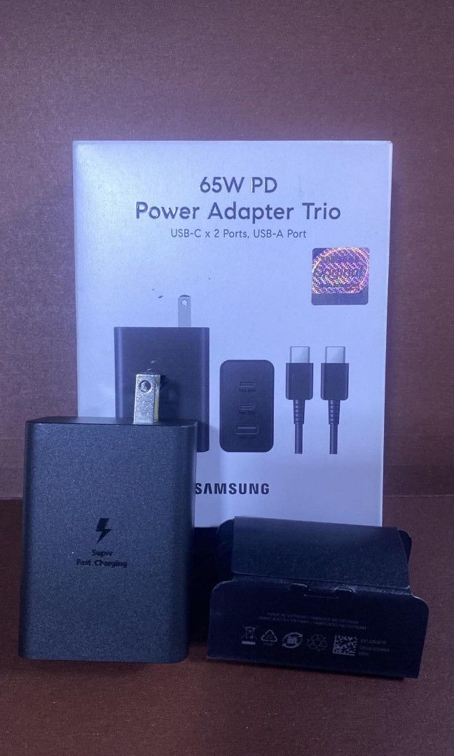 65W PD POWER ADAPTER trio& cable charger (Category: Chargers & Cables) located in Manila. Submitted by milasgadgetph (Listing ID 1468370264, Image 2). Description: .