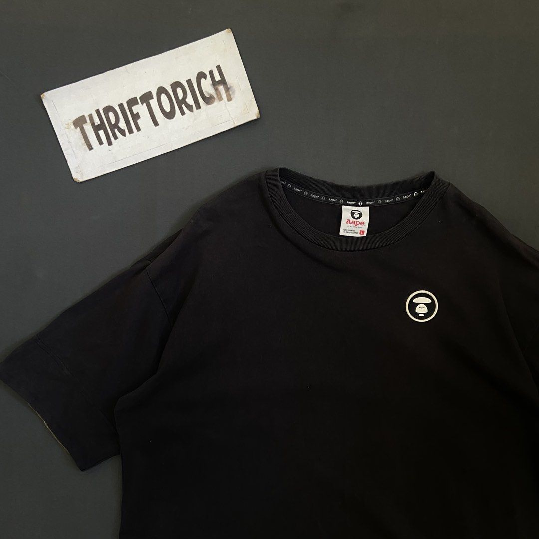 AAPE RUBBERISE CHEST LOGO BLACK TSHIRT (Category: Tshirts & Polo Shirts ) located in Manila. Submitted by ivan_carbungco (Listing ID 1468452586, Image 2). Description: AAPE RUBBERISE CHEST LOGO BLACK TSHIRT 23.5 by 27 GOOD CONDITION NEED WASH CONPLETE TAGS ₱800 CLAIM.