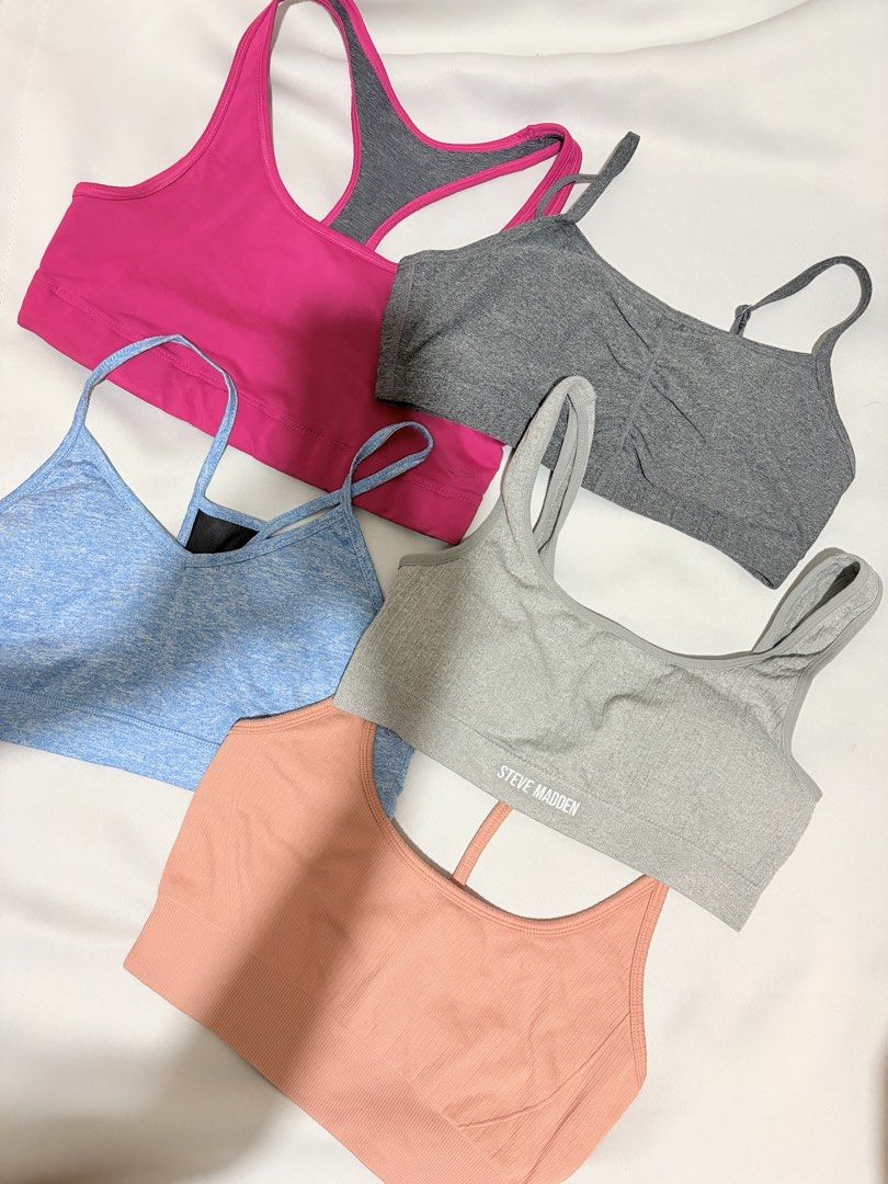 ACTIVEWEAR BRAS BUNDLE (Category: Activewear) located in Taguig. Submitted by vm.co (Listing ID 1468344551, Image 1). Description: ACTIVEWEAR BRAS BUNDLE 5 PIECES FOR ONLY ₱699! Mix of PADDED & NON-PADDED Size: Medium to Large 🌸 Excellent Condition ✔️ Stretchable and comfortable fabric ✔️ Breathable material for active use ✔️ Perfect for workouts, gym sessions, yoga & everyday wear ✔️ Stylish designs and assorted colors ✔️ Comfortable fit for an