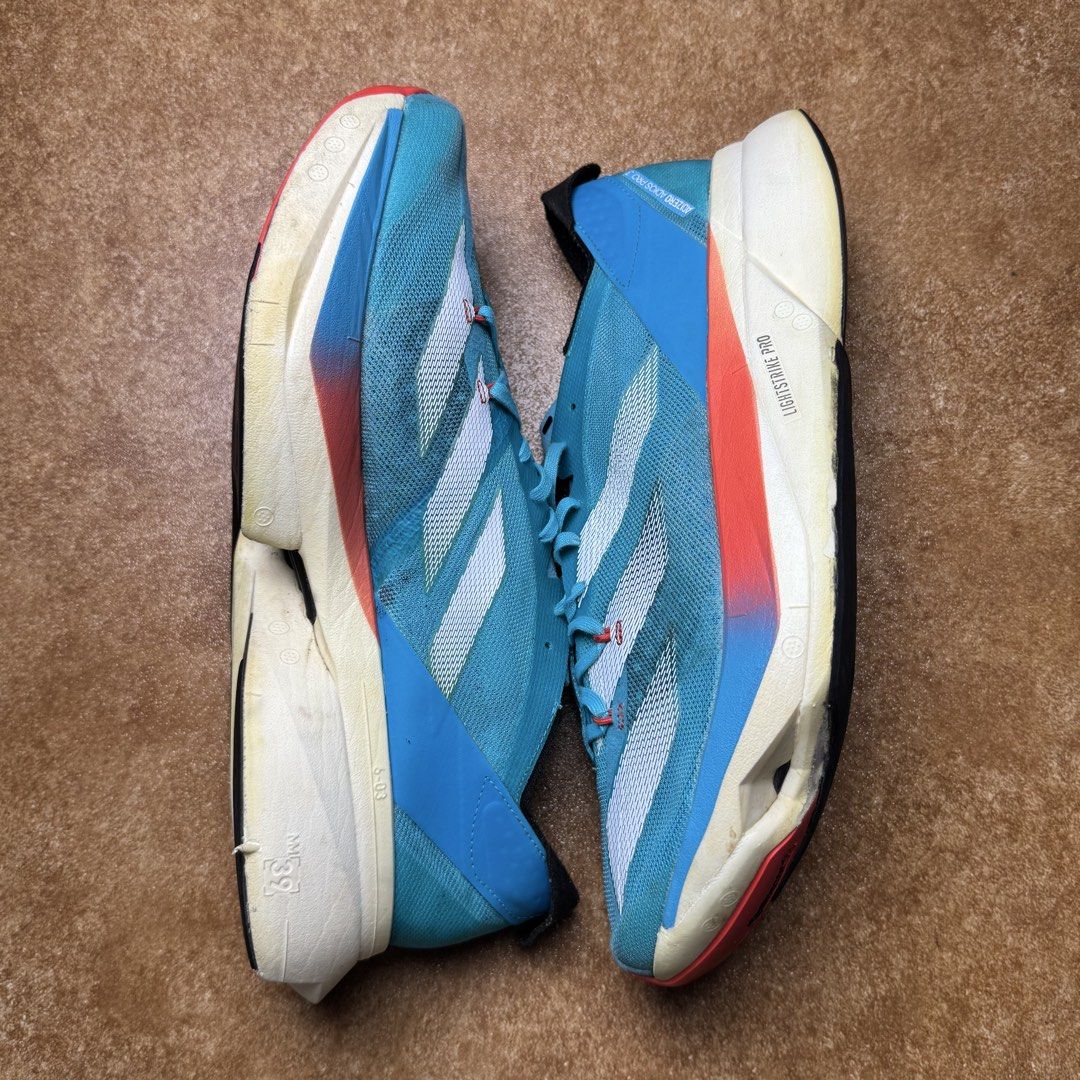 ADIDAS ADIZERO PRO 3 (Category: Sneakers) located in Panabo. Submitted by shoerarefinds (Listing ID 1468301960, Image 3). Description: ADI ZERO PRO 3 SIZE: CM 28 / EURO 44 / US 10 Goood Condition, broken carbon left pair Replace outsole (not noticeable) LOCATION: PANABO CITY, DAVAO DEL NORTE, 8105 2200 FREESHIPPING.