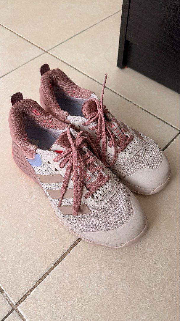 Adidas Dropset 3 (Category: Sneakers) located in Makati City. Submitted by preloved_by_gg (Listing ID 1468386409, Image 1). Description: - Brand: Adidas Dropset 3 - Color: Dust Pink - Size: Women's US 7.5 / UK 6 / - Features: Breathable mesh upper, Torsion System sole plate, Lighttraxion rubber outsoles - Condition: Minor wear on treads and insoles, plenty of life left, freshly cleaned and gym-ready.