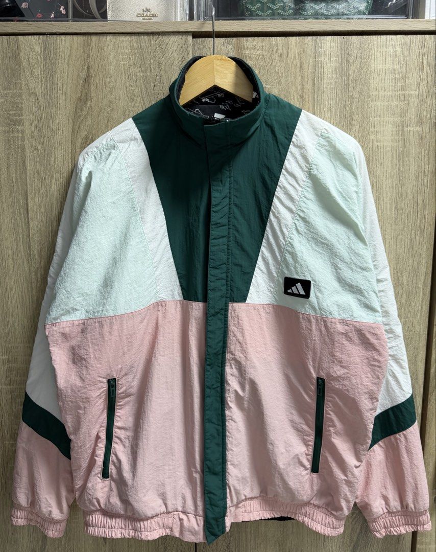 Adidas Reversible AOP Windbreaker Jacket (Category: Coats, Jackets and Outerwear) located in Imus. Submitted by rckrmns (Listing ID 1468388613, Image 2). Description: Adidas Reversible AOP Windbreaker Jacket Size M W- 23 L- 28 Good as new.