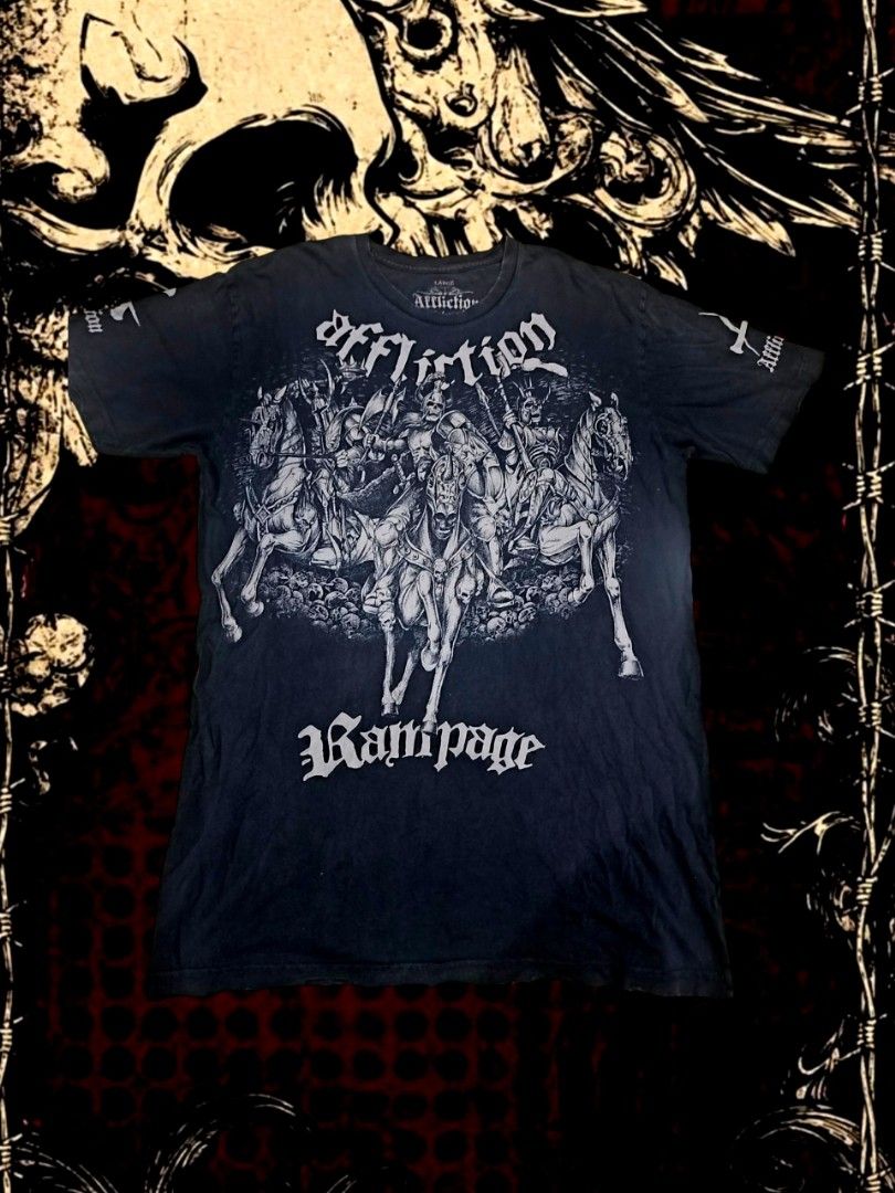 Affliction x Quinton Jackson the rampage (Category: Tshirts & Polo Shirts ) located in Estancia. Submitted by para_morir (Listing ID 1468414999, Image 1). Description: 21x30 issue:pinholes nasa last slide open for trade.