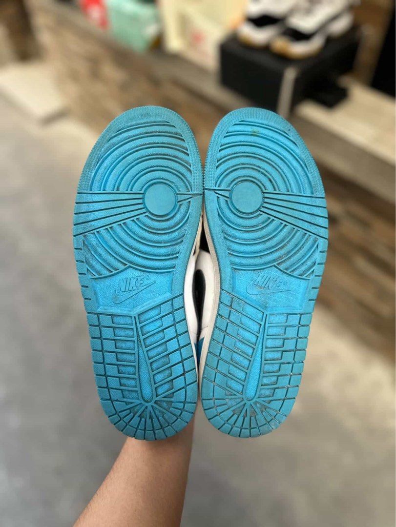 Air Jordan 1 Low OG “Dark Powder Blue” (UNC) (Category: Sneakers) located in Makati City. Submitted by oliverailene (Listing ID 1468459213, Image 3). Description: Air Jordan 1 Low OG “Dark Powder Blue” (UNC) 101% legit! Size 8.5 US Condition: 8.5/10. Clean uppers and great tread life. Note: Had minor sole separation on the sides, which has already been professionally and cleanly reglued. It is completely solid, seamless, and 100% ready to wear. I