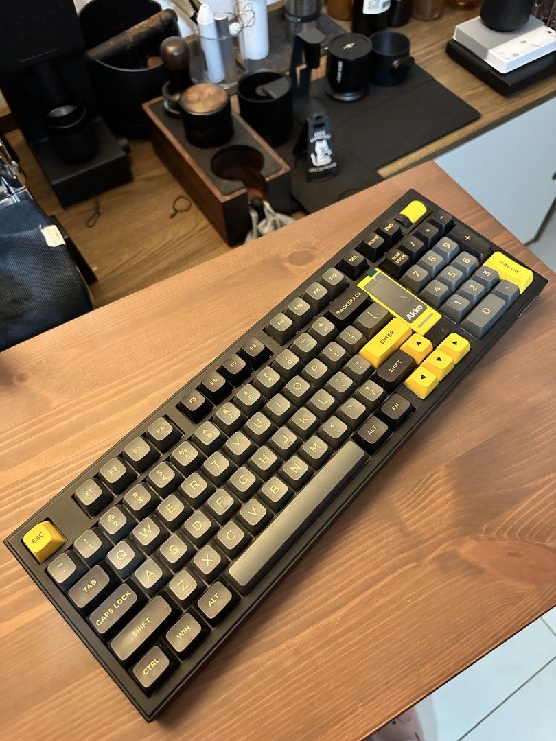 Akko 5098B Black & Gold Mechanical Keyboard (Category: Computer Keyboard) located in Baguio. Submitted by sammieong (Listing ID 1468481221, Image 2). Description: Akko 5098B mechanical keyboard for sale. Rfs: barely used :( Sold my pc as well so I don’t use it that much anymore. Location: Makati.