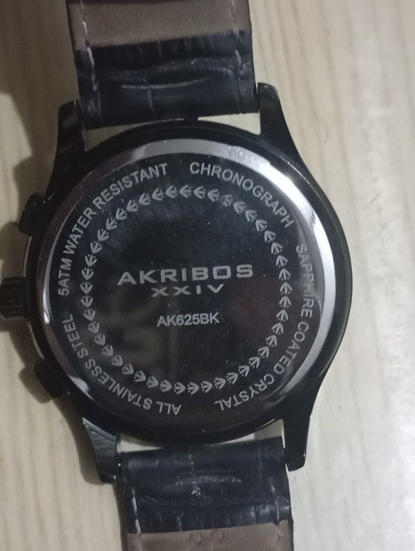 Akribos chronograph (Category: Men's Watches) located in Las Pinas. Submitted by quick_deals_great_finds2 (Listing ID 1468433452, Image 3). Description: Original good working condition Quartz chronograph with battery.