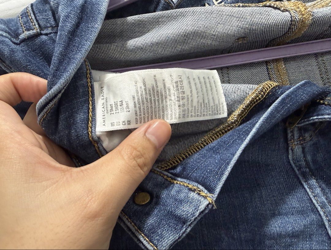 American Eagle Curvy Super Stretch Jeans Size 2 Short (Category: Jeans) located in Manila. Submitted by prelov3dbysteph (Listing ID 1468429328, Image 3). Description: - Brand: American Eagle - Style: Curvy Fit (Next Level Stretch) - Size: 2 Short - Color/Wash: Dark wash - Closure: Brass button and zipper fly - Condition: Worn a few times, still in great shape.