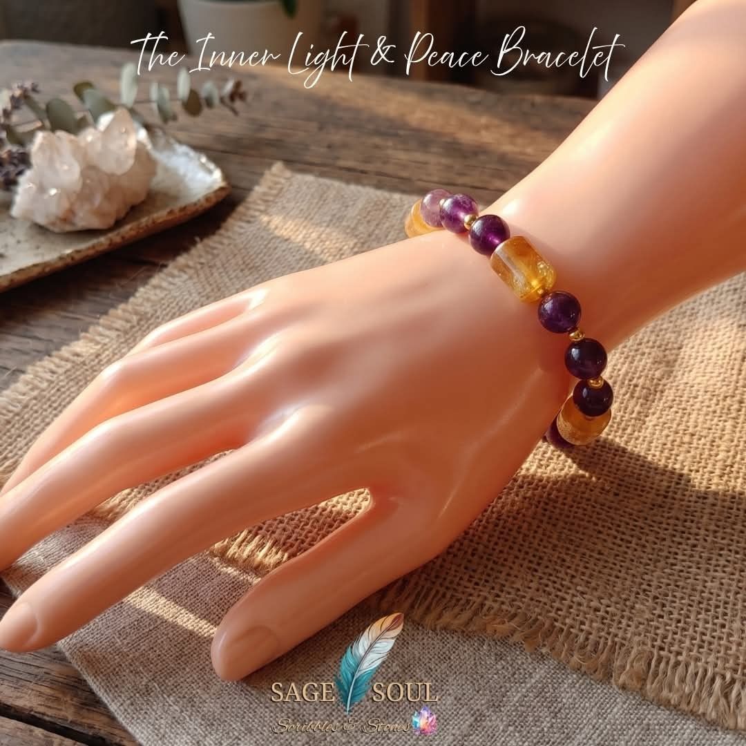Amethyst & Golden Healer Bracelet (Category: Bracelets) located in Manila. Submitted by sagesoulscribblesstones (Listing ID 1468477153, Image 2). Description: ✨ The Inner Light & Peace Bracelet: Amethyst & Golden Healer ✨ Bring balance, deep spiritual alignment, and radiant golden light into your daily routine with our handcrafted The Inner Light & Peace Bracelet, featuring deep violet Amethyst and warm Golden Healer beads! 💜💛 🏷️ Yours for onl