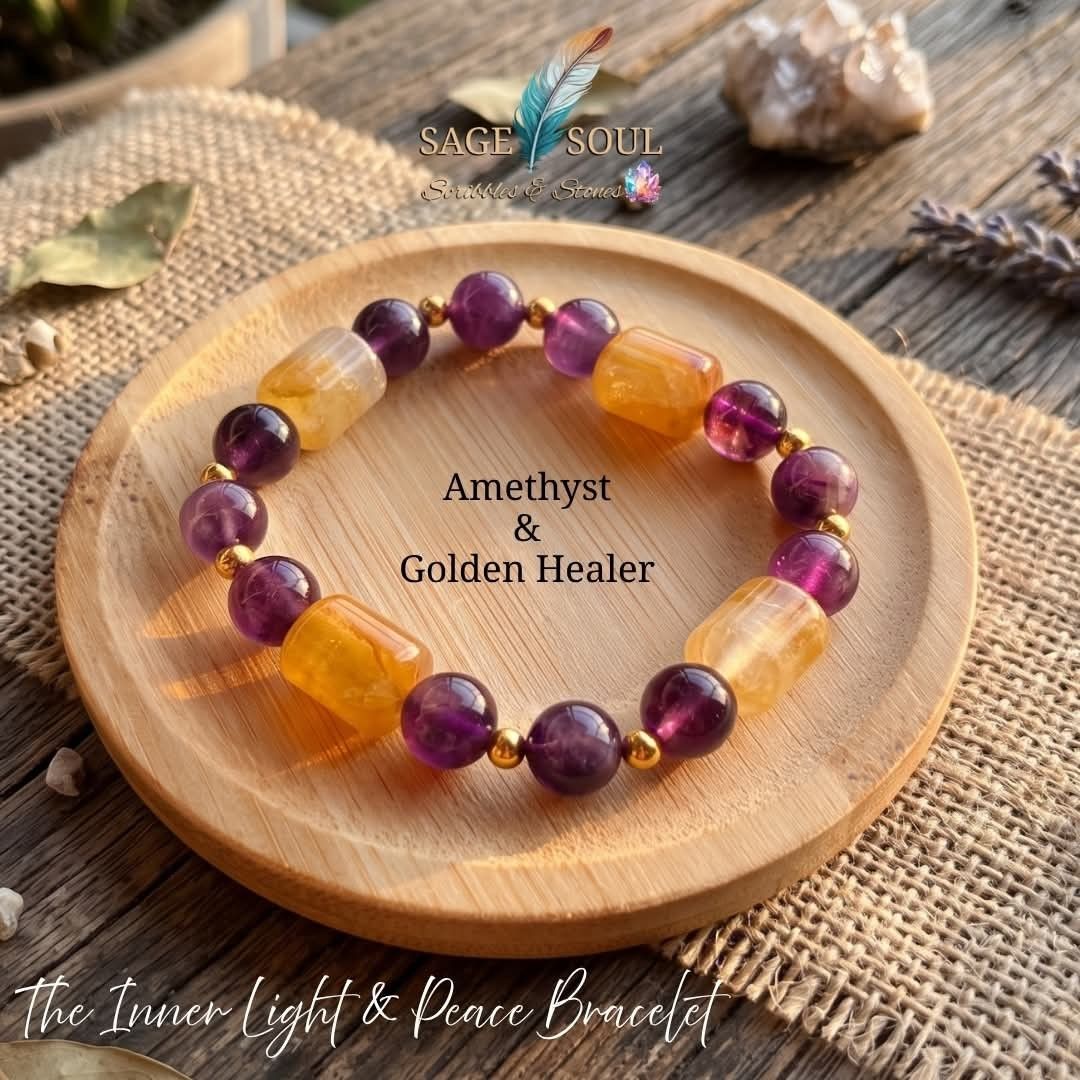 Amethyst & Golden Healer Bracelet (Category: Bracelets) located in Manila. Submitted by sagesoulscribblesstones (Listing ID 1468477153, Image 1). Description: ✨ The Inner Light & Peace Bracelet: Amethyst & Golden Healer ✨ Bring balance, deep spiritual alignment, and radiant golden light into your daily routine with our handcrafted The Inner Light & Peace Bracelet, featuring deep violet Amethyst and warm Golden Healer beads! 💜💛 🏷️ Yours for onl