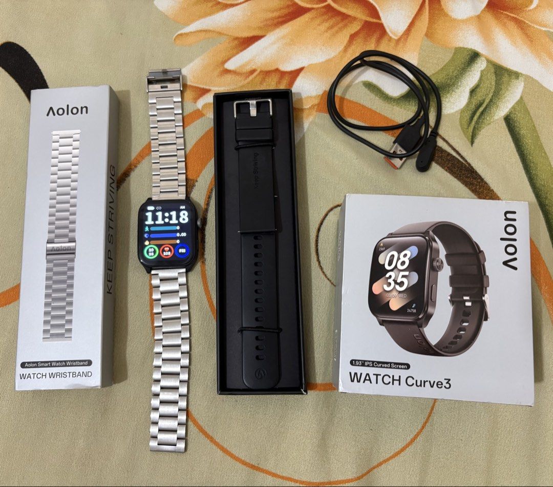 Aolon WATCH Curve 3 (Category: Wearables & Smart Watches) located in Manila. Submitted by bry0824 (Listing ID 1468333409, Image 1). Description: For sale: Aolon WATCH Curve 3 Good as new! Price: 700 4x used. Bundle na! Inclusion: Aolon Curve3 Watch (1.93”IPS Curved Screen) Aolon Stain Steel Strap with box, Original Box + Charge. RFS: Hindi nagagamit. Naka stock lang 📍Location: QC Meet up: WalterMart Junction QC | Project 8 QC | SM North Annex | 