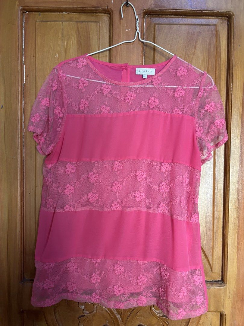 Apple & Eve Hot Pink Lace Blouse (Category: Blouses) located in Manila. Submitted by shopmik4scloset (Listing ID 1468332712, Image 1). Description: Yes, it’s available :) Authentic & No issues No ww Preloved not thrifted Fits M-L 📍: Sampaloc Manila 🚚: Lalamove or J&T 💵: Gcash or Bank Transfer No meet ups, cod or free sf!.