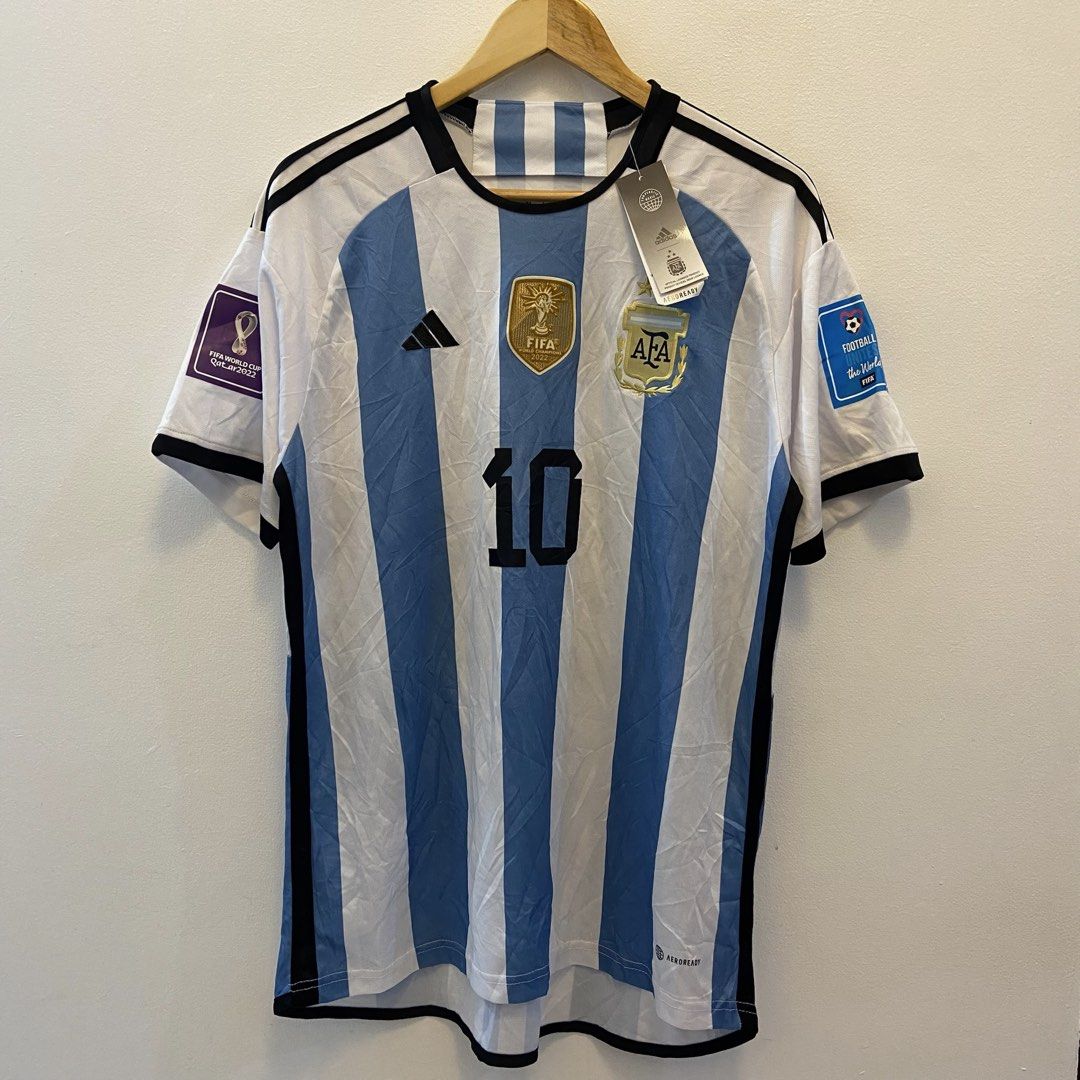 Argentina Jersey (Category: Tshirts & Polo Shirts ) located in Mabalacat. Submitted by alternativegooods (Listing ID 1468443348, Image 1). Description: Measurements (inches) width length ★ Color may vary slightly due to lighting. ★ Manage your expectations, these are pre-loved/thrifted items. ★ Ship via J&T Express & Lalamove..
