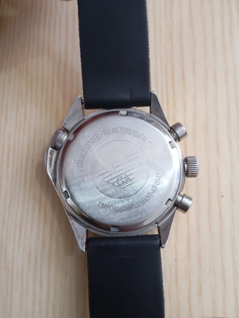Armani (Category: Men's Watches) located in Las Pinas. Submitted by quick_deals_great_finds2 (Listing ID 1468331540, Image 3). Description: Original good working condition Quartz with battery 42mm large.