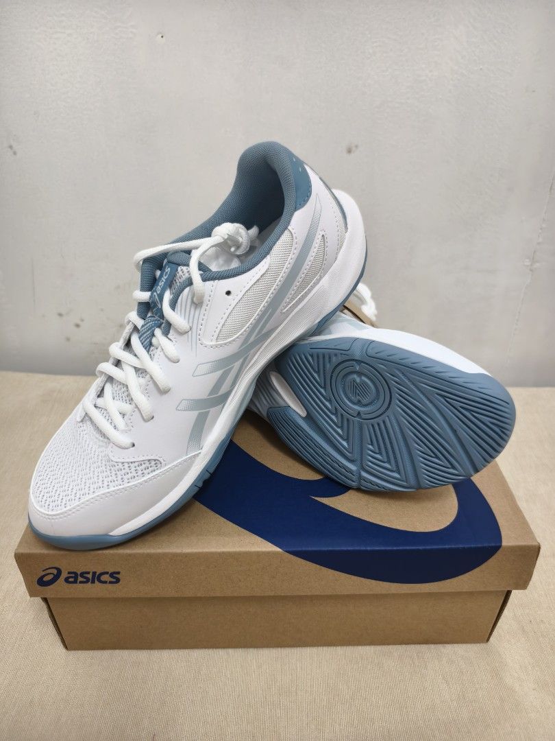 Asics Gel-Rocket 12 White Slate Grey (Category: Sneakers) located in Angeles City. Submitted by measaliman02351 (Listing ID 1468461580, Image 3). Description: - Brand: Asics Gel-Rocket 12 (Indoor Court Shoes) - Color: White mesh upper with slate blue stripes - Condition: Brand new, never worn, with original shoebox and tags - Features: Non-marking rubber outsole for superior court grip - Ideal for: Volleyball, badminton, squash, and other indoor 