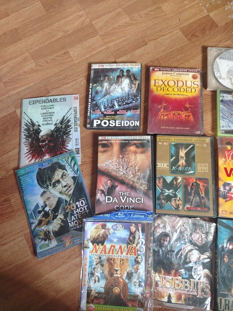 Assorted Movie DVDs Action Fantasy Sci-Fi Lot (Category: CDs & DVDs) located in Manila. Submitted by cheapsthetic (Listing ID 1468319966, Image 1). Description: - Massive collection of DVD and Blu-ray movies - Includes popular titles: The Expendables, The Da Vinci Code, X-Men, Iron Man 2, Narnia, The Hobbit, Dragonball Z, Voltes V, and more - Mix of action flicks, fantasy adventures, and anime series - Ideal for starting or expanding a home movie