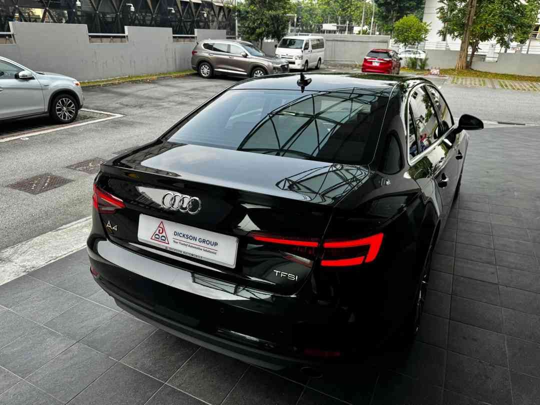 Audi A4 Sedan 2.0 TFSI S tronic (A) (Category: Used Cars) located in Singapore. Submitted by dicksonauto (Listing ID 1460610906, Image 3). Description: 1 owner, very well maintained in pristine condition, Certified Pre-Owned with Extended Warranty for worry-free ownership. Mileage Assurance: Actual mileage checked against available AD workshop/service records and/or owner-signed declaration. Buy-Back Assurance if verified mileage tampering is fou