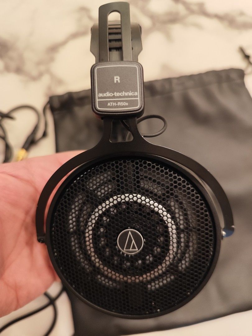 Audio-Technica ATH-R50x Open-Back Reference Headphones (Category: Headphones & Headsets) located in Pasig City. Submitted by akocnicco (Listing ID 1468309207, Image 2). Description: Selling my Audio Technica ATH R50x open back headphones. No box. Includes cables and leather pouch. 3 months old, barely used..