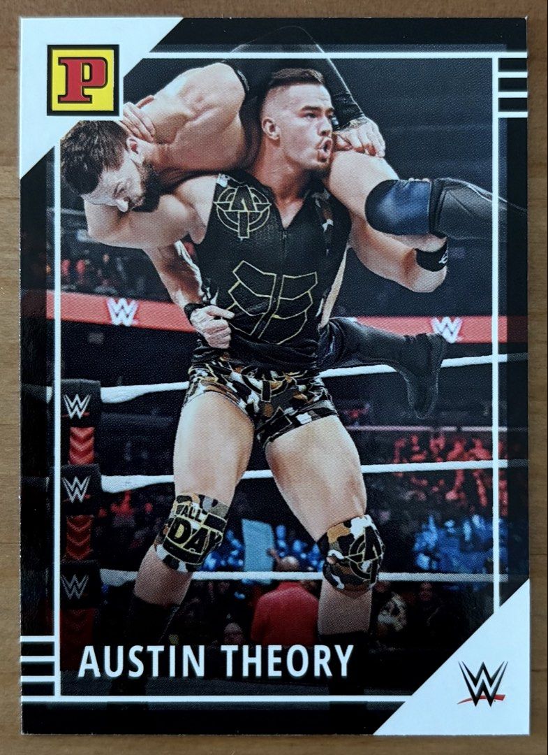 Austin Theory | WWE Cards ~ Panini '22 (Category: Raw Singles) located in Makati City. Submitted by cardlab (Listing ID 1468355476, Image 1). Description: Items are 💯 authentic/original/legit. About The Card: • 2022 Panini • Card No. 42 FOR: • Cards ₱99 and below with Card Sleeves • Cards ₱100 and up with Used Toploader • ₱10 for Bnew Tops Packaging (If Shipping): ✔️ Plastic cover ✔️ Cardboard ✔️ Bubble wrap NOTE: • Cards are raw • Cards may hav