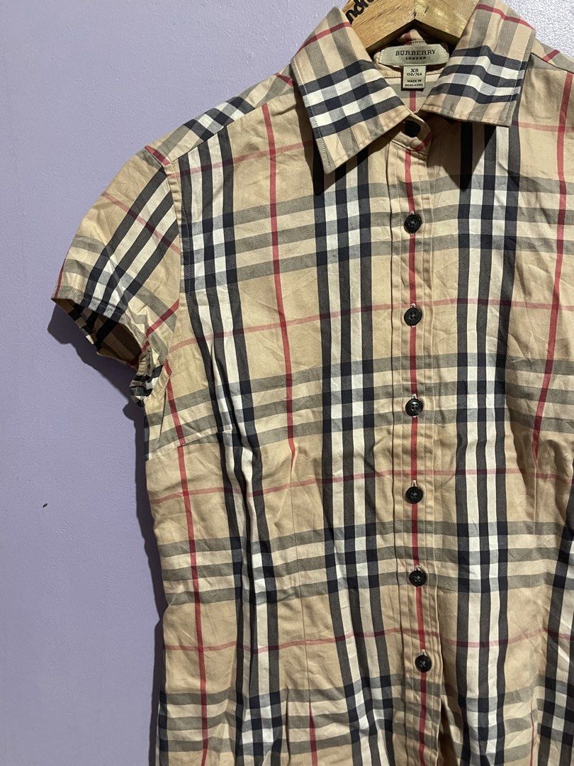 Authentic Burberry Plaid Button Down (Women’s) (Category: Others Tops) located in Angeles City. Submitted by andreiboughts (Listing ID 1468415618, Image 3). Description: Length: 22 Width: 16.5 Condition: 10/10 Color rate: 10/10 Issue (s): None Complete Tags ✅ XS on tag.