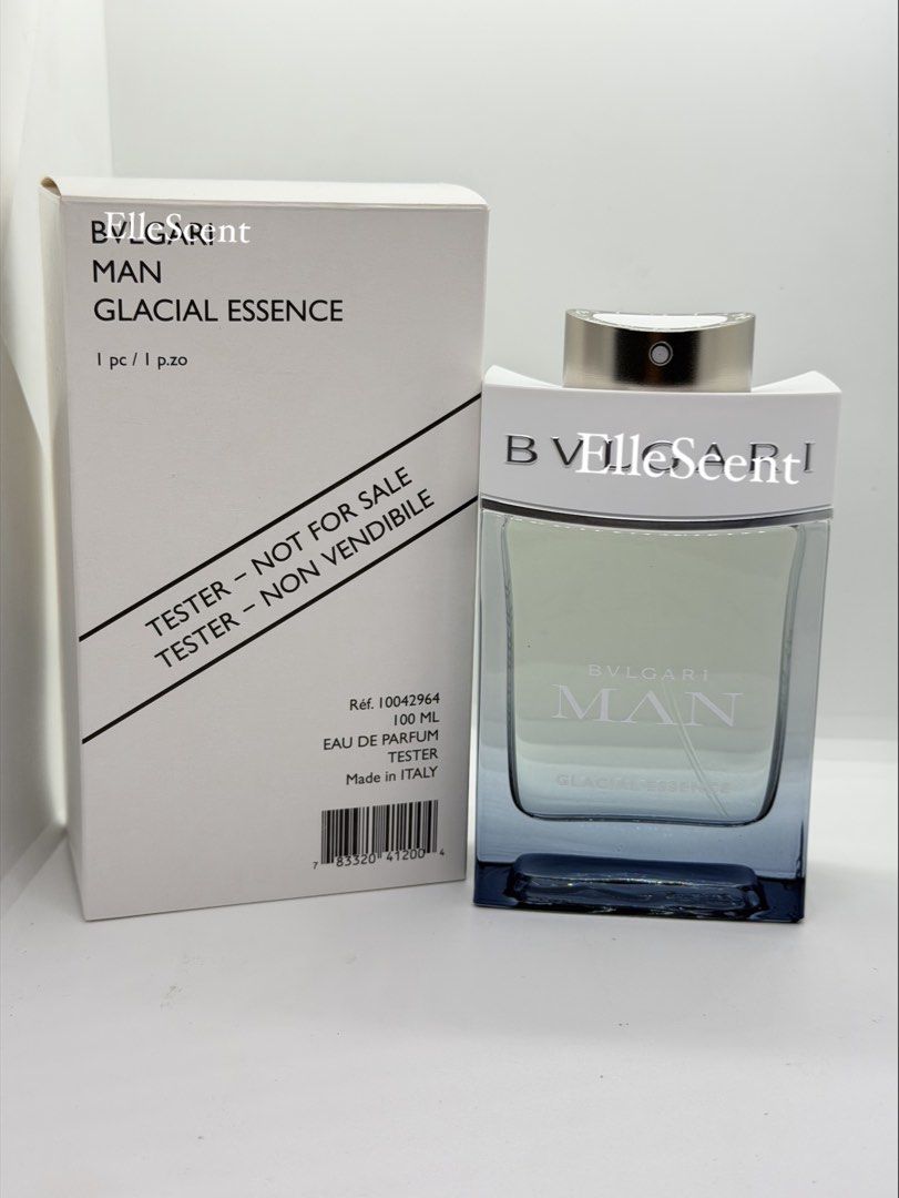 Authentic Bvlgari Man Glacial Essence Tester (Category: Fragrance & Deodorants) located in Mandaluyong City. Submitted by elle_scent (Listing ID 1468468370, Image 1). Description: BVLGARI MAN GLACIAL ESSENCE EDP 100ML — TESTER A sophisticated masculine fragrance with an icy-fresh, aromatic and woody scent! 💙 ✨ Fragrance notes: 🌿 Juniper berries & ginger 🪵 Sandalwood & orris 🤍 Musk, cedar & Clearwood ✔️ 100ml Eau de Parfum ✔️ Made in Italy, as