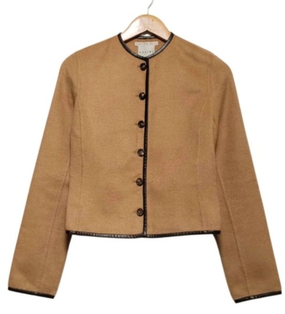 Authentic Celine Camel Hair cashmere Jacket (Category: Luxury Apparel) located in Caloocan City. Submitted by modishthriftstore (Listing ID 1468445318, Image 2). Description: Guaranteed. Authentic XS-S size Leather Trimmings in Excellent /Like New Condition loc: North Caloocan.