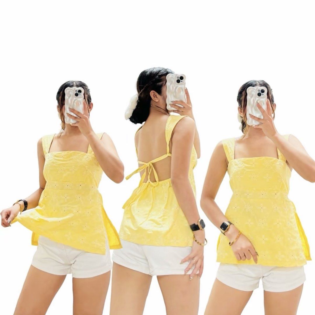 Backless Squareneck Top (Category: Sleeveless) located in Manila. Submitted by jade_preloved19 (Listing ID 1468294719, Image 2). Description: Free size can fit up to semi XL.