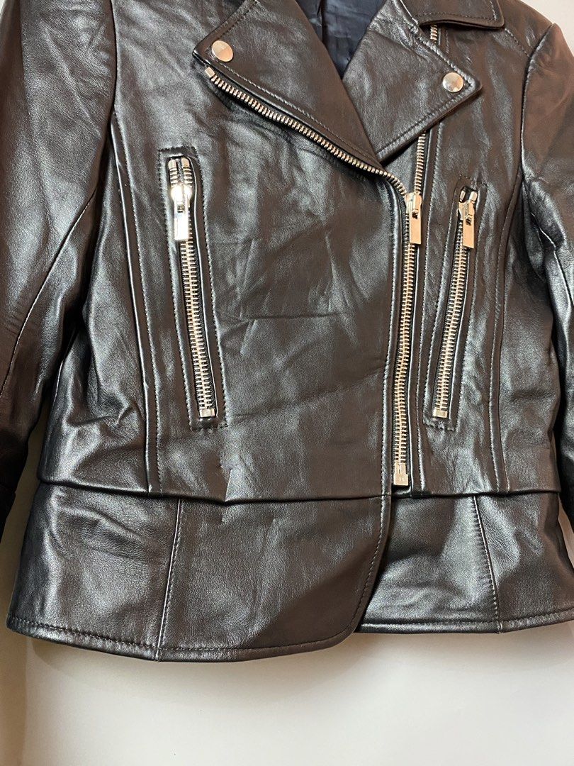 BALENCIAGA Leather Biker Jacket (Category: Coats, Jackets and Outerwear) located in Quezon City. Submitted by loloyz123 (Listing ID 1468458871, Image 2). Description: BALENCIAGA Leather Biker Jacket Condition: Very good Color rate: 10/10 Color: Black Size: 36 L: 21 W: 15 inches.