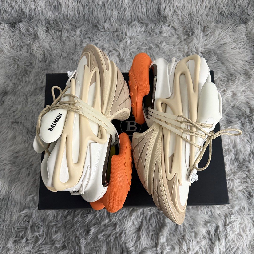 Balmain Unicorn Sneakers Beige Orange (Category: Sneakers) located in Manila. Submitted by mrjalandoni (Listing ID 1468396152, Image 3). Description: Balmain Paris Unicorn low-top sneakers Orange/Beige, EU43.