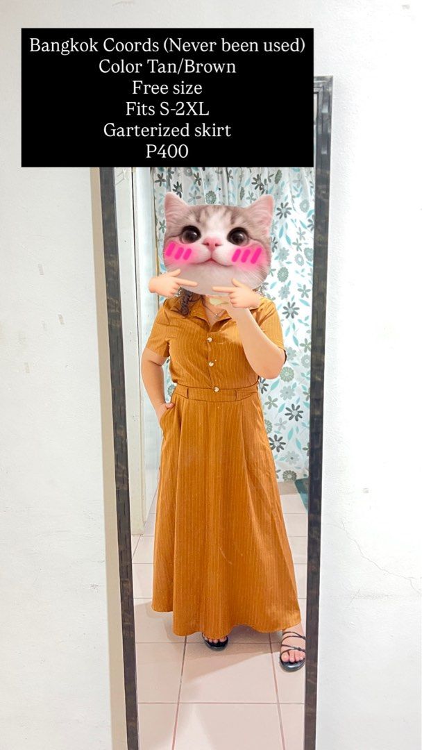 Bangkok Coords (Category: Sets or Coordinates) located in Cebu City. Submitted by fromreggg (Listing ID 1468320213, Image 2). Description: Bangkok Coords (Never been used) Color Tan/Brown Free size Fits S-2XL Garterized skirt P400.