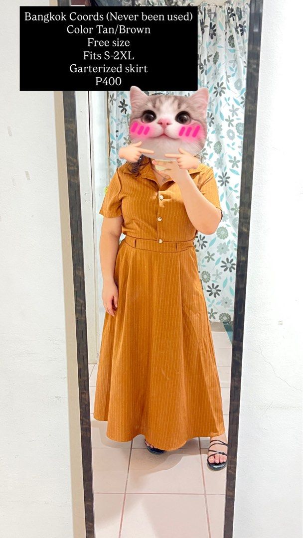 Bangkok Coords (Category: Sets or Coordinates) located in Cebu City. Submitted by fromreggg (Listing ID 1468320213, Image 1). Description: Bangkok Coords (Never been used) Color Tan/Brown Free size Fits S-2XL Garterized skirt P400.