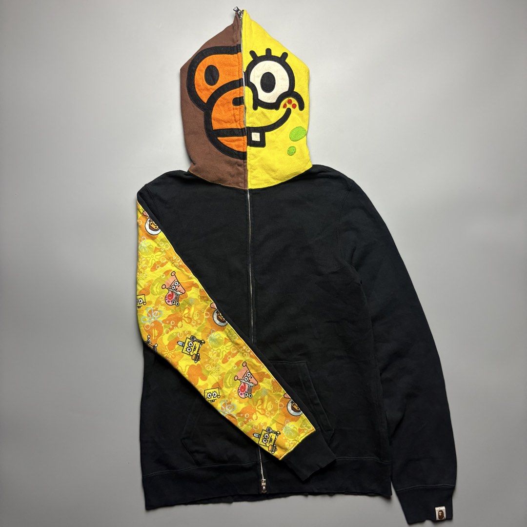 Bape BabyMilo X SpongeBob Fullzip (Category: Coats, Jackets and Outerwear) located in Dinalupihan. Submitted by hell.thrift (Listing ID 1468428401, Image 1). Description: Bape Baby Milo x spongebob Size:Small no issue As new 19x25.