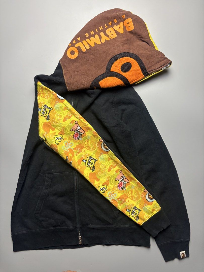 Bape BabyMilo X SpongeBob Fullzip (Category: Coats, Jackets and Outerwear) located in Dinalupihan. Submitted by hell.thrift (Listing ID 1468428401, Image 3). Description: Bape Baby Milo x spongebob Size:Small no issue As new 19x25.