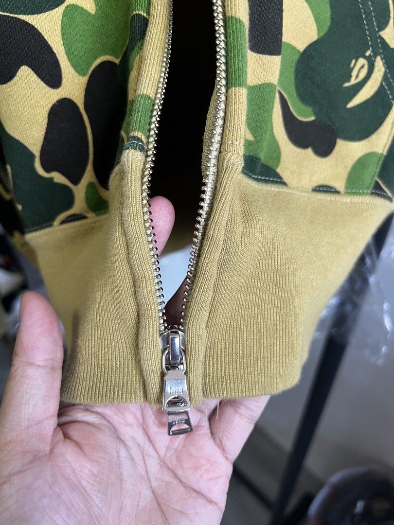 Bape camp full zip hoodie (Category: Hoodies) located in Cavite. Submitted by ziicollections (Listing ID 1468302747, Image 3). Description: Selling My personal hoodie Abc camo green full zip hoodie Womens sizing on tag MEDIUM: 22 width x 25 length Japan released No issue or flaws.