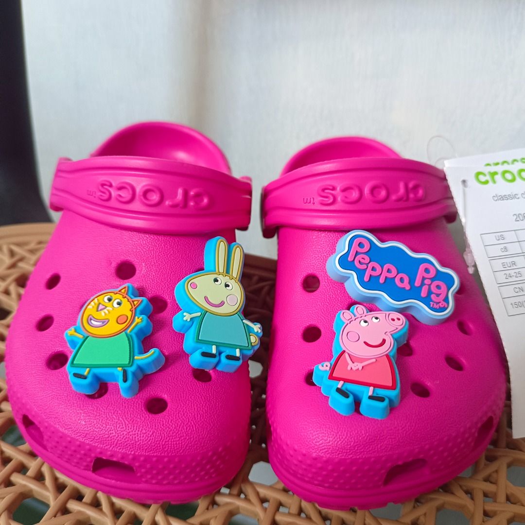 Basic Crocs OEM/AUP (Category: Babies & Kids Fashion) located in Caloocan City. Submitted by zizomama0509601 (Listing ID 1468389365, Image 1). Description: Basic Fuchsia Pink Peppa Pig jibbitz included.