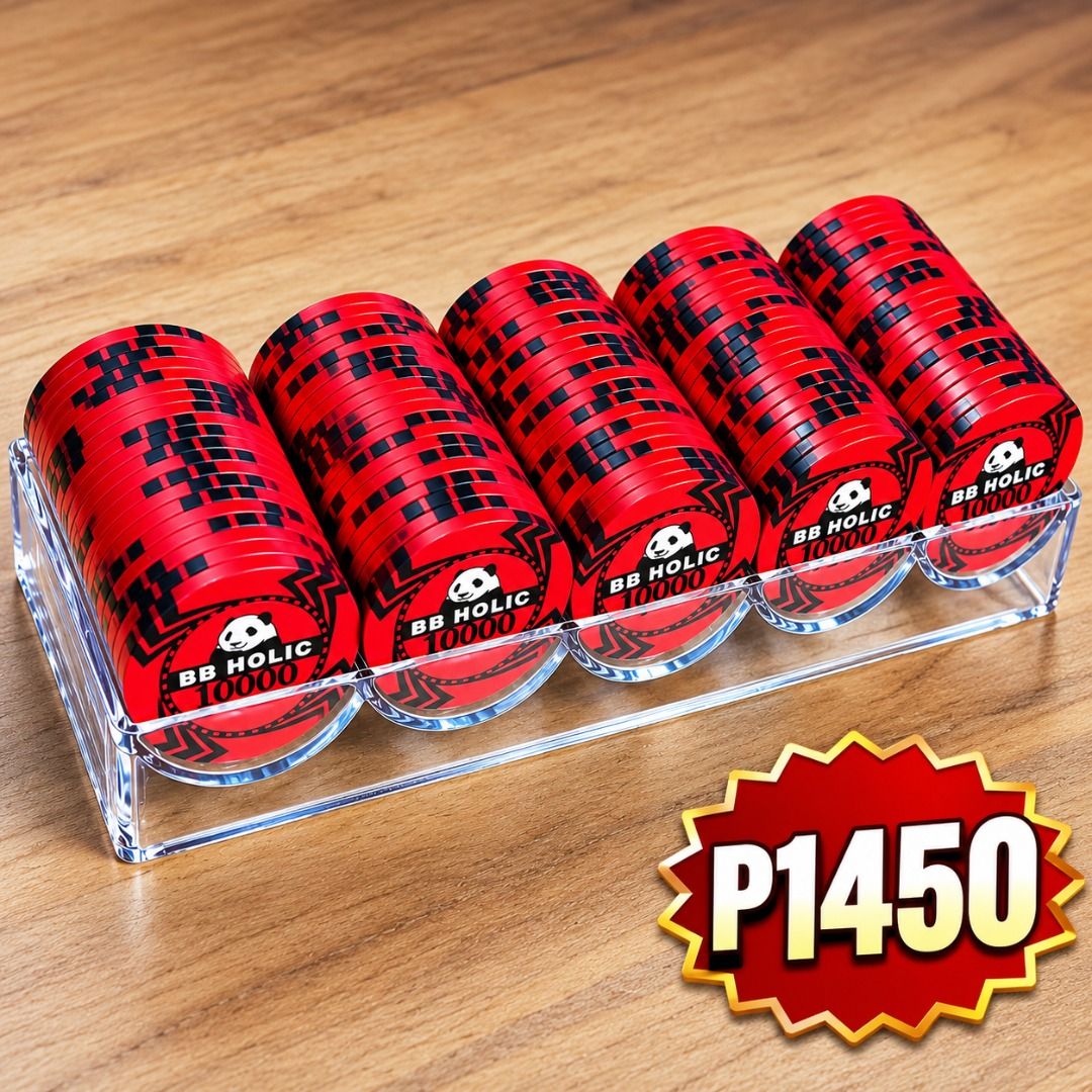 100 pcs BB HOLIC Poker Chips with Acrylic Tray (Category: Board Games & Puzzles) located in Quezon City. Submitted by vdecks (Listing ID 1468290063, Image 3). Description: These loose chips are ideal for casino themed parties, birthdays, weddings, corporate events, photo booths, stage productions, game nights, movie props, bar displays, and decorative setups. Please take note that these are loose poker chips sold as-is. Only the 10,000 denominati