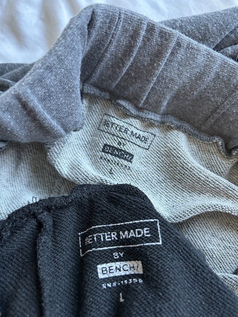 Better Made by Bench Sweatpants Bundle (Category: Joggers) located in Pasig City. Submitted by jk.declutter (Listing ID 1468425477, Image 2). Description: Personally owed. Di masyado ginamit natambak lang because too long i’m only 5’6 huhu large sya, for tall guys 2 pieces black and gray.