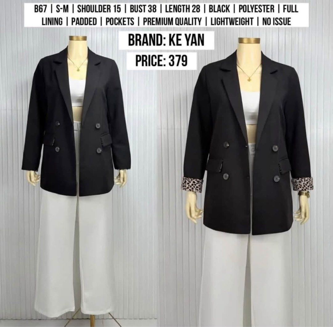 BLACK BLAZER | S-M (Category: Coats, Jackets and Outerwear) located in Manila. Submitted by superizza (Listing ID 1468478415, Image 1). Description: 🌻Location: Paco, Manila. No physical store 🌻Mannequin estimated height: 5’4 🌻Mqnnequin size: Small 🌻Mannequin waist: 23” 🌻Mannequin thigh circumference: 36” 🌻Items are already washed and front steamed, pwede na suotin if di ka maselan. 🌻All items are thrifted (from ukay bales) unless stated as