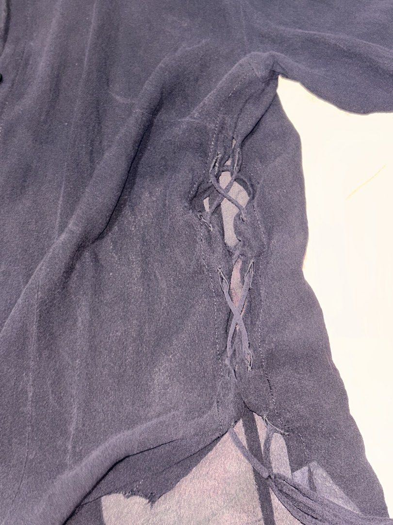 Black Button Down Sheer Longsleeves with ribbons (Category: Blouses) located in Pinamalayan. Submitted by _dragonfly (Listing ID 1468378524, Image 2). Description: .