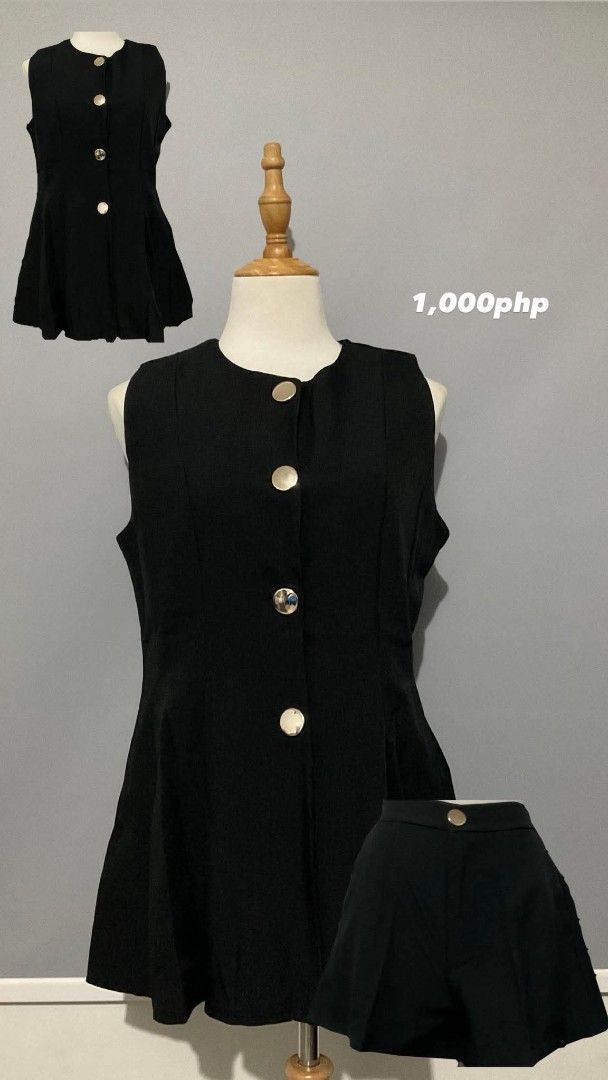 Black Sleeveless Button Top and Shorts Set (Category: Sets or Coordinates) located in Meycauayan. Submitted by kittyabalos (Listing ID 1468445314, Image 1). Description: Brandnew Bangkok Clothes.