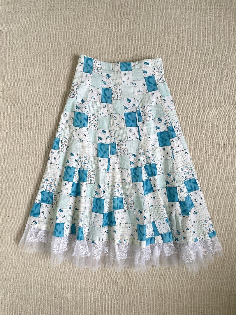 Blue Floral Patch Lace Skirt (Category: Skirts) located in Davao. Submitted by re.createph (Listing ID 1468443786, Image 1). Description: Waist: 26” Length: 26” .