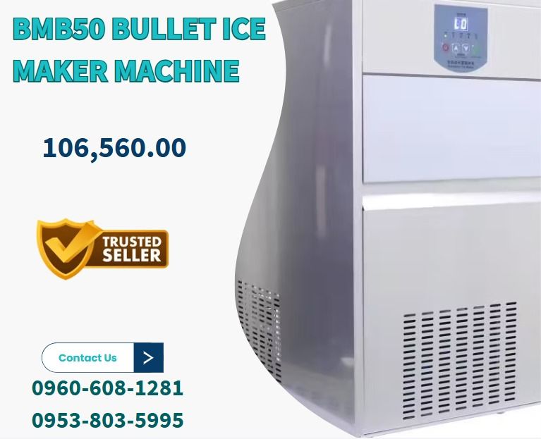 BMB50 BULLET ICE MAKER MACHINE (Category: Everything Else Others) located in Caloocan City. Submitted by 09263834248 (Listing ID 1468356610, Image 1). Description: ●Rated output: 50KG/24H ●Voltage: 220V50HZ1P ●Power: 380W ●Refrigerant: R290 ●Cooling way: Air cooling ●Machine size: 400*510*825mm ●Ice bin capacity: 14KG ●Packing size: 0.31CBM ●G.W.38KG .