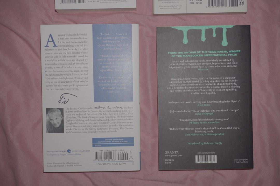 BOOKS FOR SALE (Category: Storybooks) located in Batangas. Submitted by miuparfait (Listing ID 1468413612, Image 3). Description: 4 BOOKS 1 POST 1. I PAINT WHAT I SEE BY PHILIP GUSTON ₱350 2. ON EARTH WE’RE BRIEFLY GORGEOUS SOLD 3. THE UNBEARABLE LIGHTNESS OF BEING ₱200 4. HUMAN ACTS SOLD BATANGAS GOTYME & JNT.
