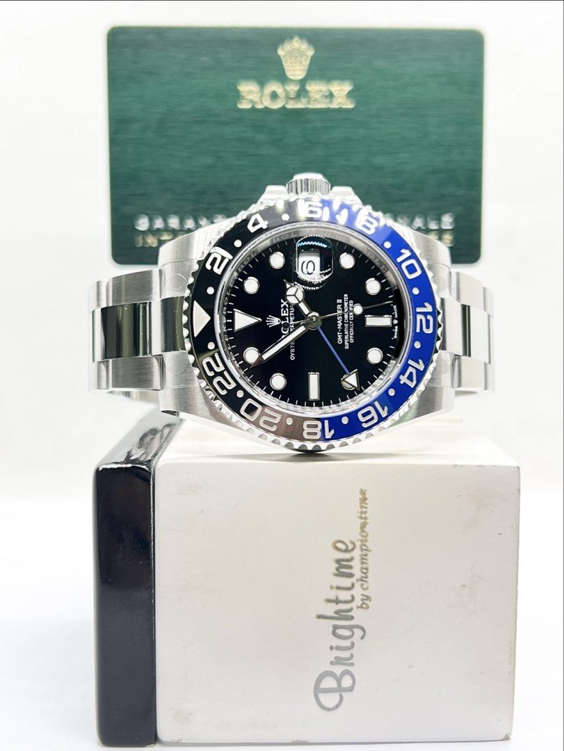 Brand New Rolex Oyster Gmt Master II 126710BLNR “Batman” Black Dial Automatic Steel Casing Bracelet ( Oct 26 ) (Category: Watches) located in Singapore. Submitted by brightime (Listing ID 1468327345, Image 2). Description: Brand New Rolex Oyster Gmt Master II 126710BLNR “Batman” Black Dial Automatic Steel Casing Bracelet ( Oct 26 ) ** Brand New ** ** Stickers Removed By AD ** Model : 126710BLNR Also known as : Oyster Gmt Master II “Batman” Case s